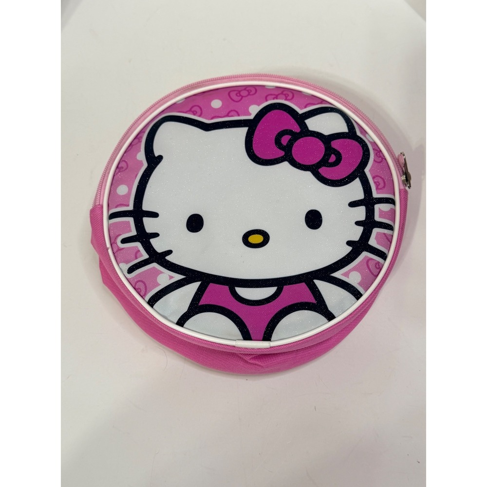 Sanrio Hello Kitty Pink Round Insulated Lunch Bag Glitter Graphic Thermal Tote